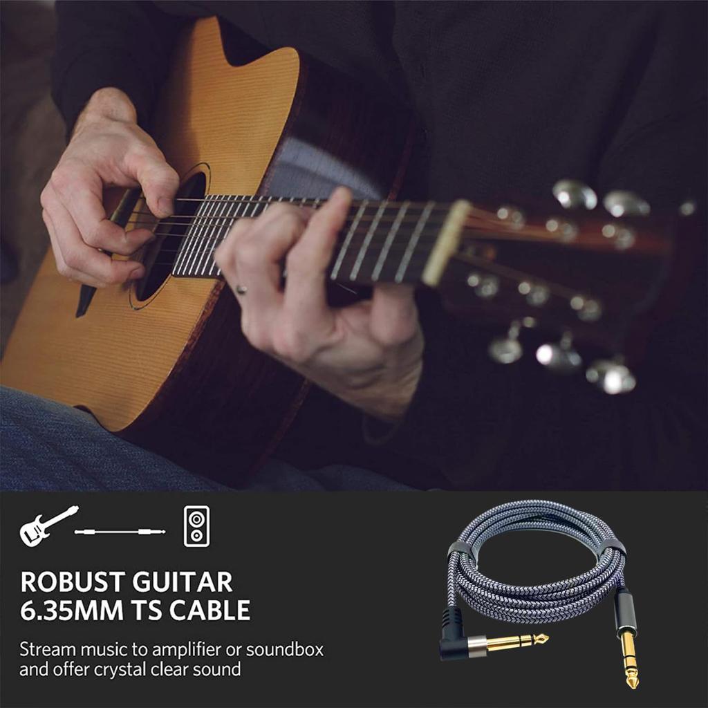 6.35mm Guitar Cable, 14" TRS Cable, Nylon Braided Multi-Shield, S-L Type, Heavy-Duty, Lightweight, for Bass, Amplifiers, Keyboards, and Drums,