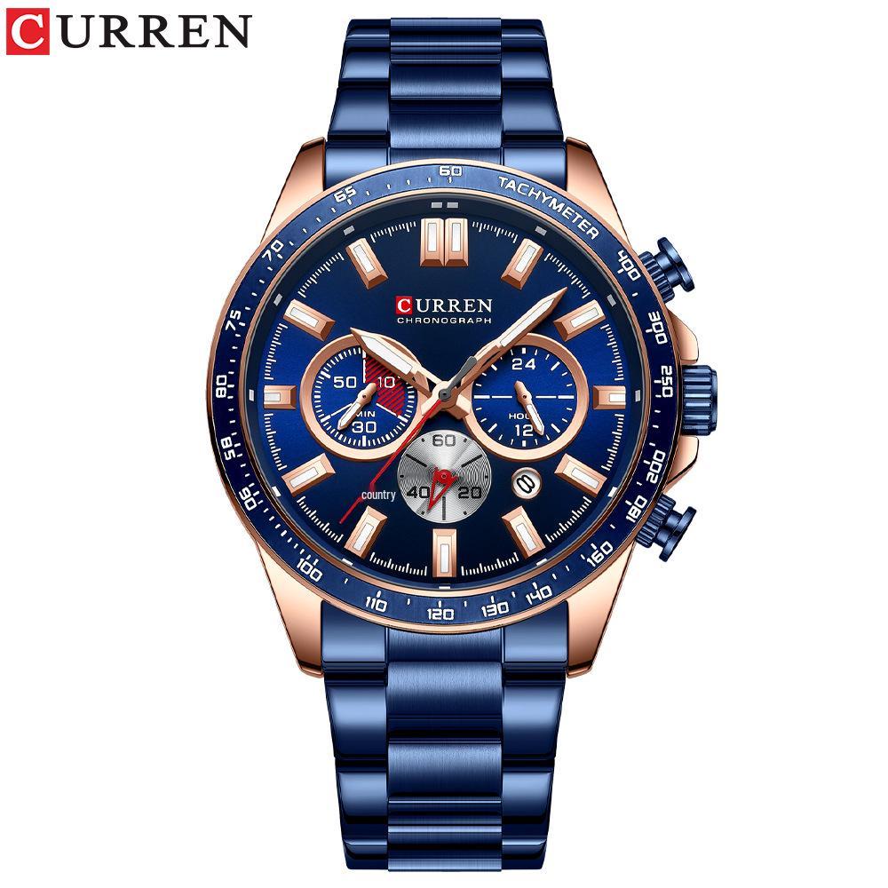 CURREN 8418 Men s Waterproof Quartz Chronograph Wristwatch with Calendar and Steel Band