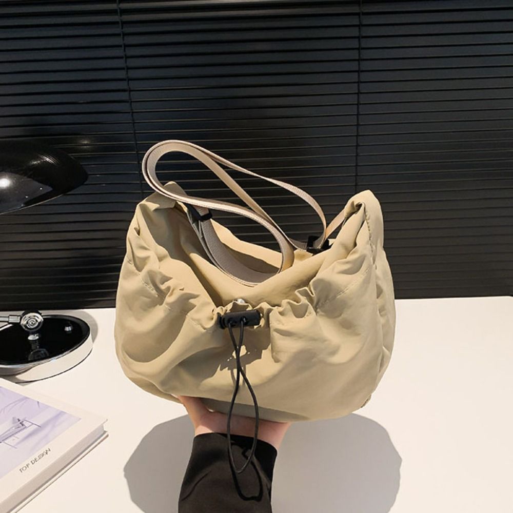 Adjustable Shoulder Straps Nylon Shoulder Bag Solid Color Canvas Crossbody Bag  Women