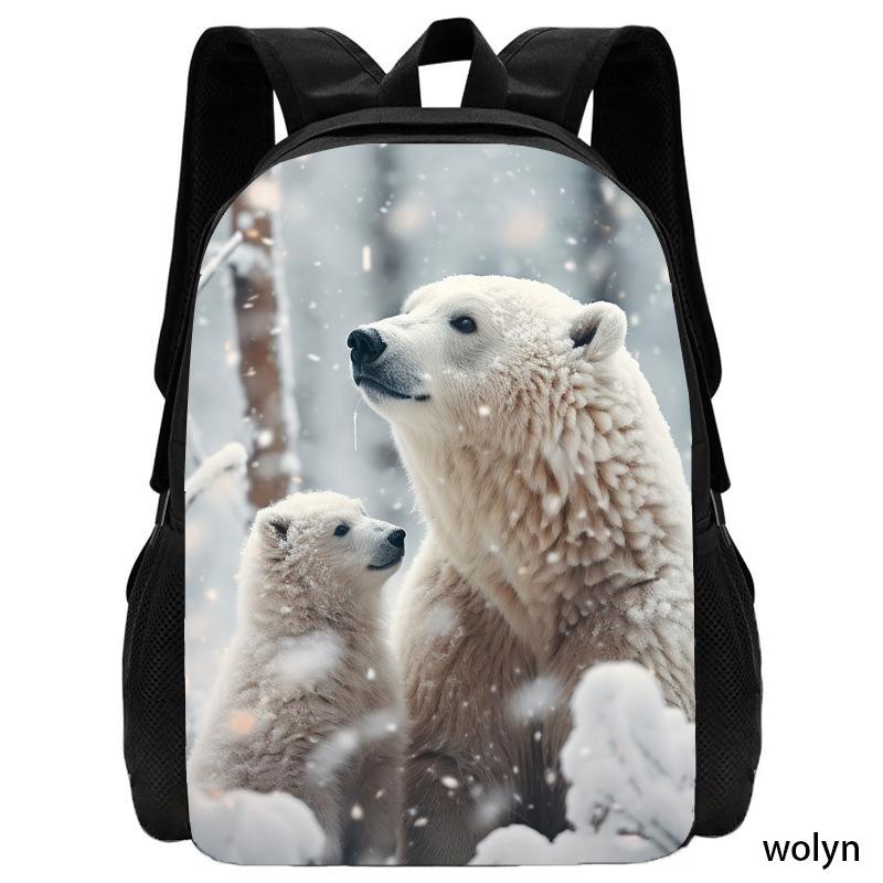 Polar bear pattern simple and cute backpack student schoolbag computer bag