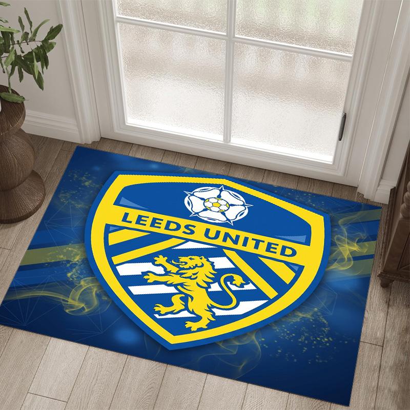 Leeds United Design Kristall Samt Teppich Gemütlich Nicht?Rutschfester Teppich mit Aufdruck für Schlafzimmer Wohnzimmer Eingang
