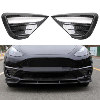 Front Fog Light Trim Cover For Tesla Model Y Fog Lamp Spoiler Blade Trim Protective Cover Woof Tooth Wind Knife ABS Decoration