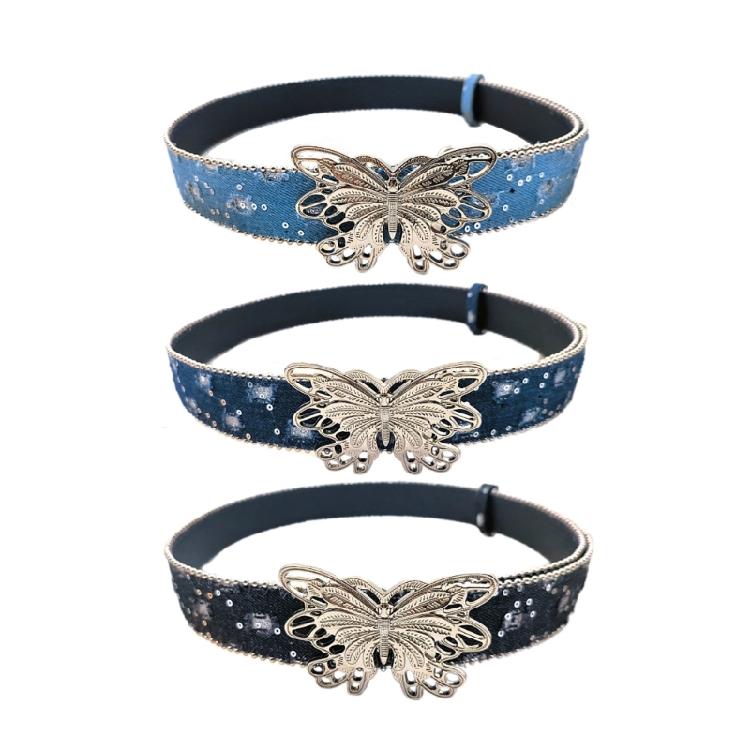 Butterfly Buckle Belt Elegant Waistband Pants Belt Bead Trim Sequined Waist Belt 2000s Waiststrap Elegant Accessories