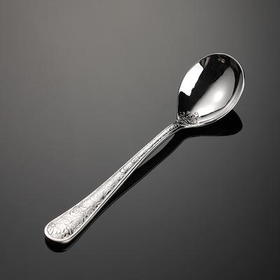 304 Stainless Steel Retro Relief Round Head Soup Spoon Heavy Main Spoon European Classical Pattern Garden of Eden