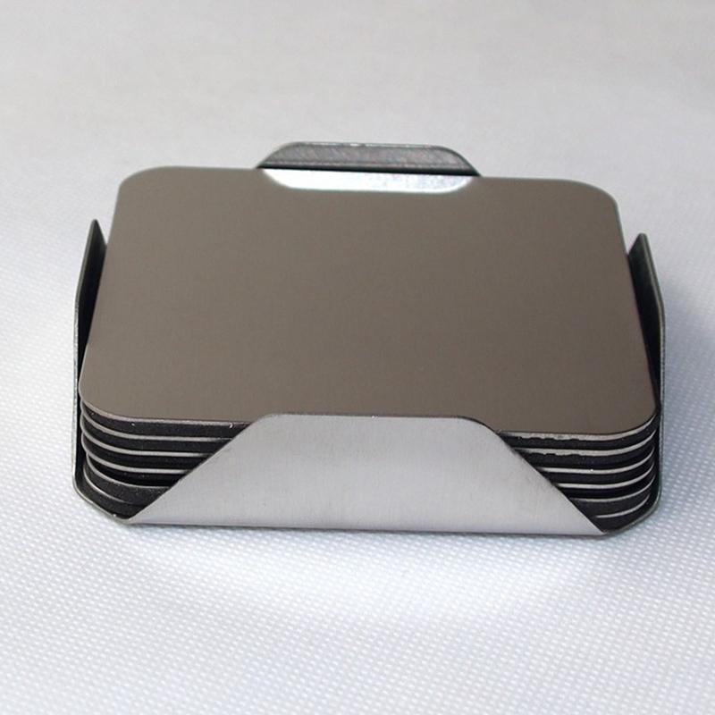 BHBL Coasters - Stainless Steel Holder with Coaster Set -Drink Milk Coffee Tea Cup Mugs Holders Square
