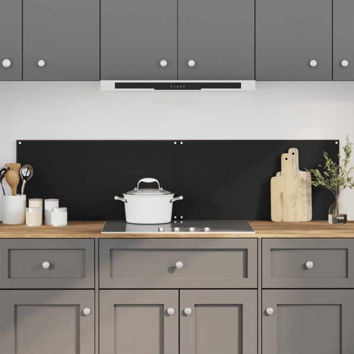 Kitchen Backsplashes 2 Pcs Black 80x60 Cm Tempered Glass