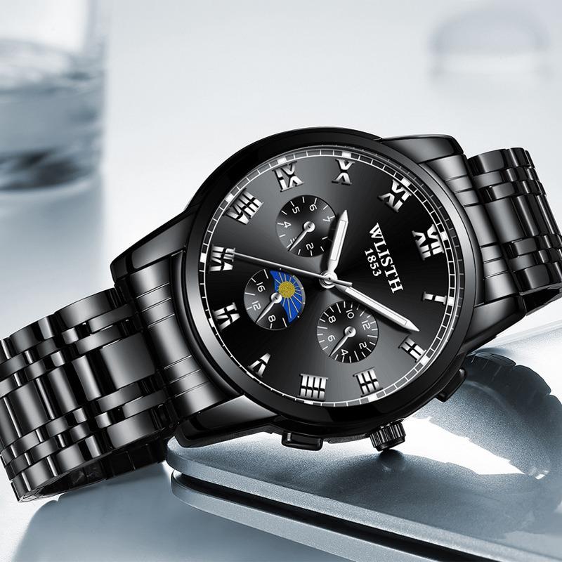 Top Brand Steel Band Business Waterproof Watch Men's Fashion Luminous Wristwatch