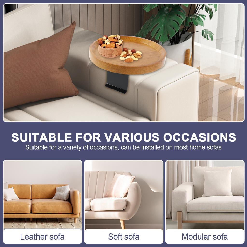 Sofa Armrest Tray Wood Couch Arm Table 5.5-15cm Width Adjustable Sofa Arm Rest Table Multifunctional Arm Chair Table Tray Heavy