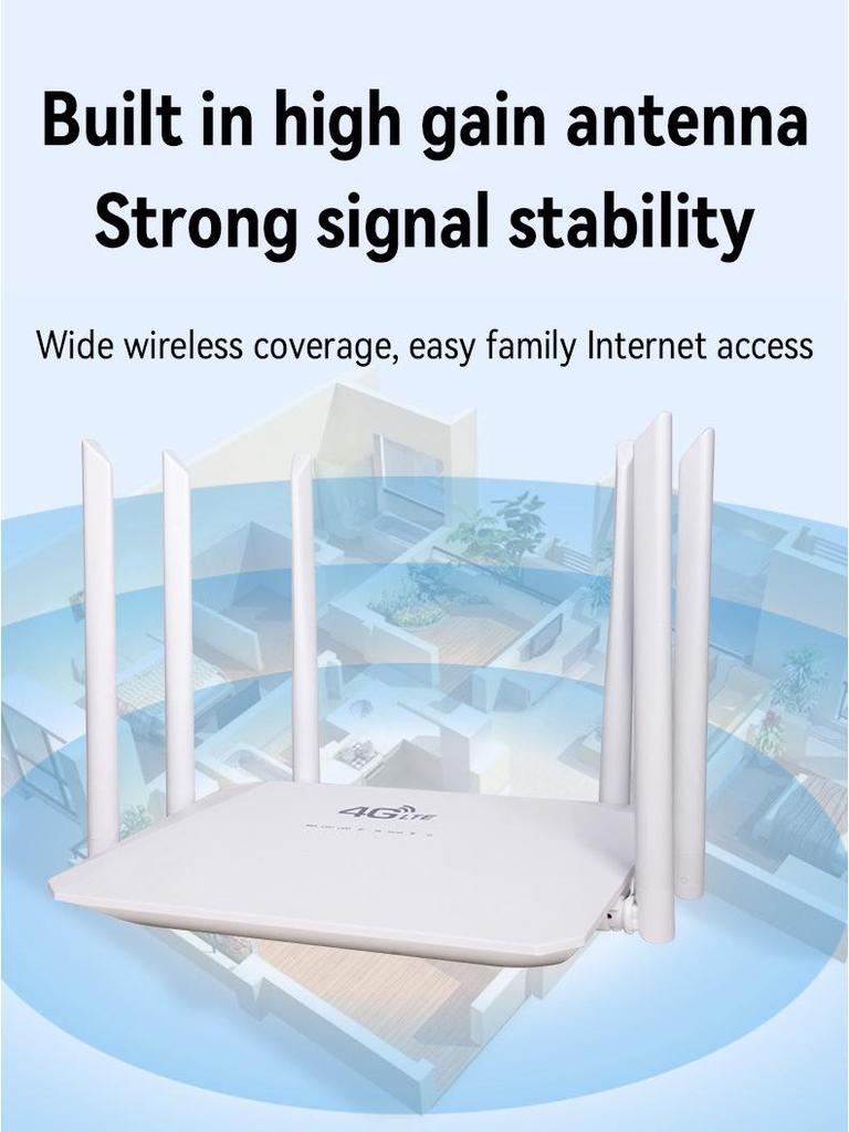 4G LTE Wireless Wi-Fi Home/Office Router with SIM Card and 3 Network Ports