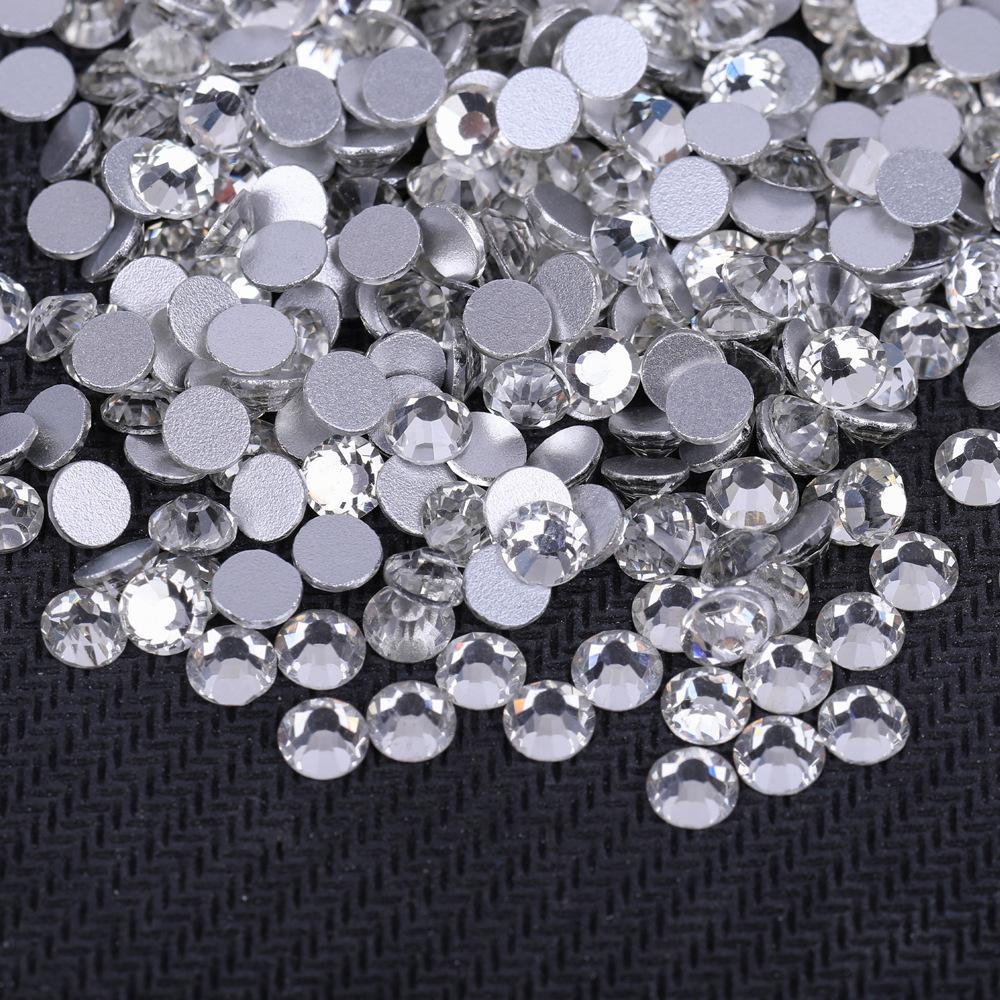 Wei Chen Rhinestone White Ab Color Flat Bottom Diamond Glue Bare Crystal Glass Fabric Clothing Nail Art Decoration