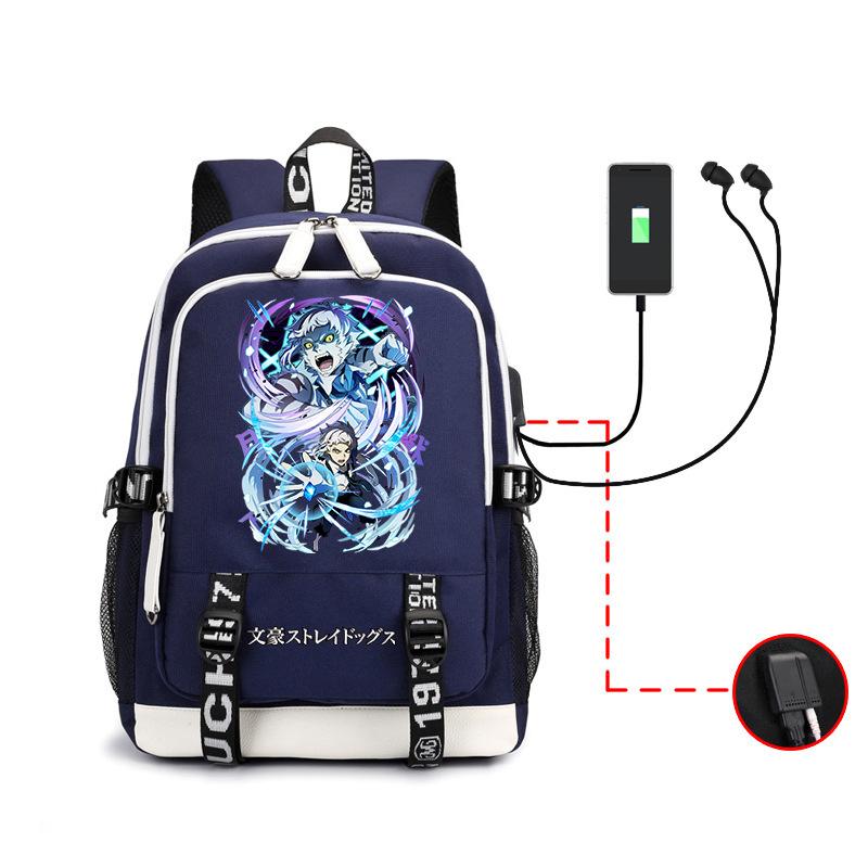 Anime Wenhao Wild Dog Men'S Backpack Usb Headset Backpack Student Outdoor Large Capacity Backpack
