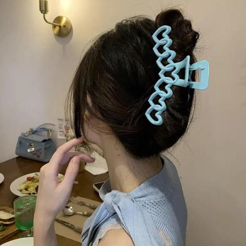 Large Acrylic Shark Clip Hairpin for Women Rose Red, Pink, Sky Blue, Milky White, Yellow Oval Wave Point Design