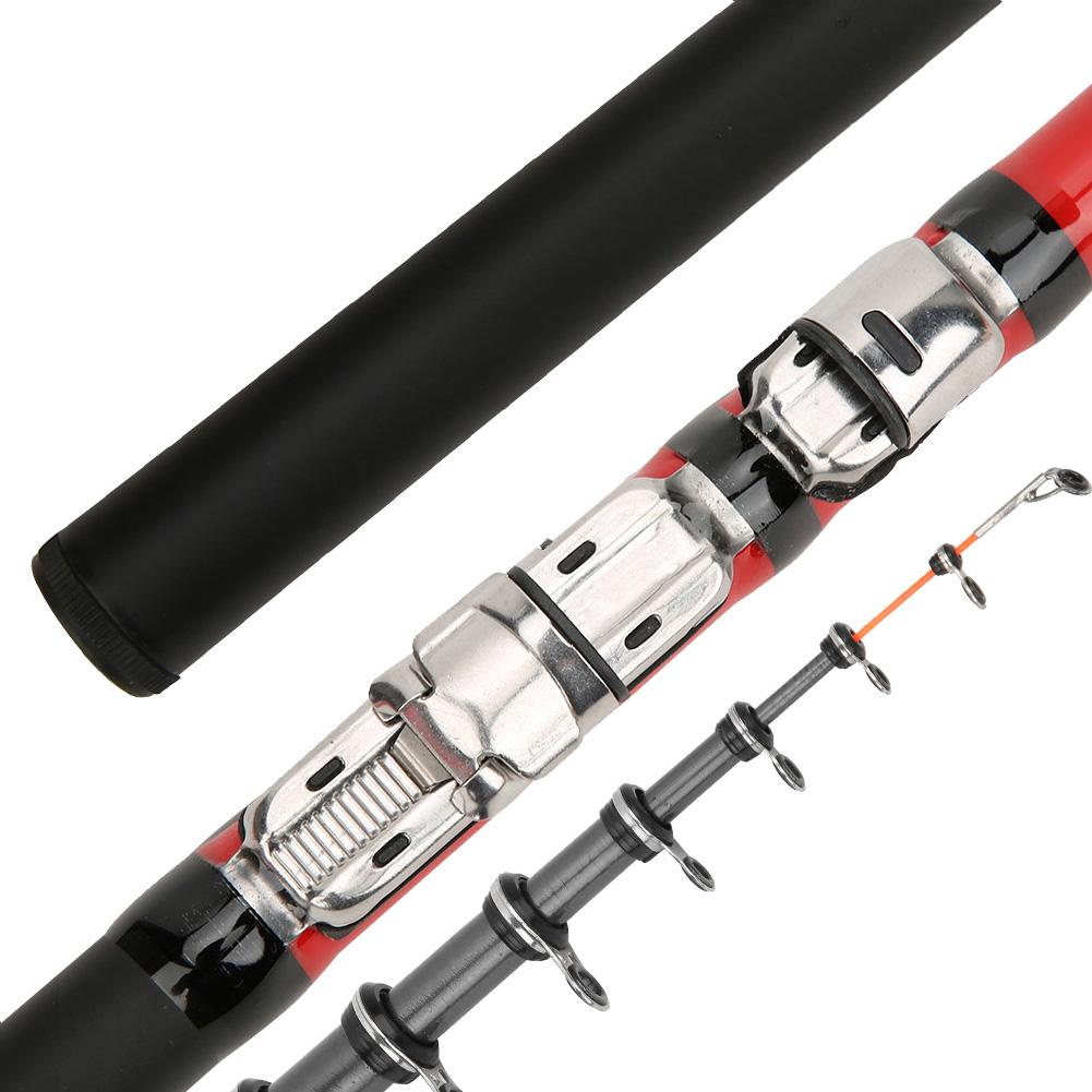 Outdoor Carbon Mini Telescopic Short Section Fishing Rod Pole Soft Tail Tacklered 2.7meters