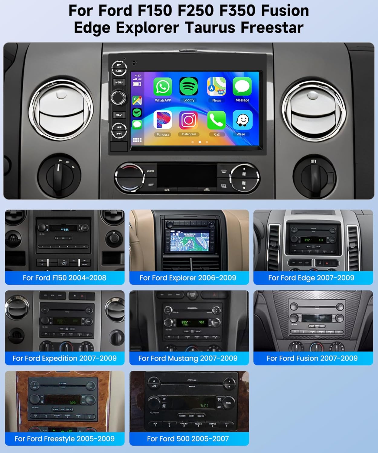 

Car Radio for Ford F150 2004-2014, 2+64G, CarPlay, Android Auto, GPS, WiFi, Bluetooth, Backup Camera 2 64G