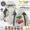 Cars Lightning McQueen Boys' Winter Jacket, Warm Quilted Hooded Outerwear with Plus Velvet Lining.