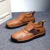 2024 Men Leather Casual Walking Shoes New Arrival Mens Comfortable Loafers Mens All-match Slip On Shoes Monk Strap Flats