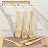 12Pcs Bamboo Cooking Utensils Set Non Stick Bamboo Spoon Spatula Enduring Kitchen Utensil Wooden Cooking Tools Mixing Set