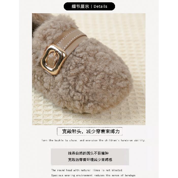 Girls' cotton shoes, new winter children's shoes, princess loafers, soft-soled, double-layer cotton, plush baby shoes