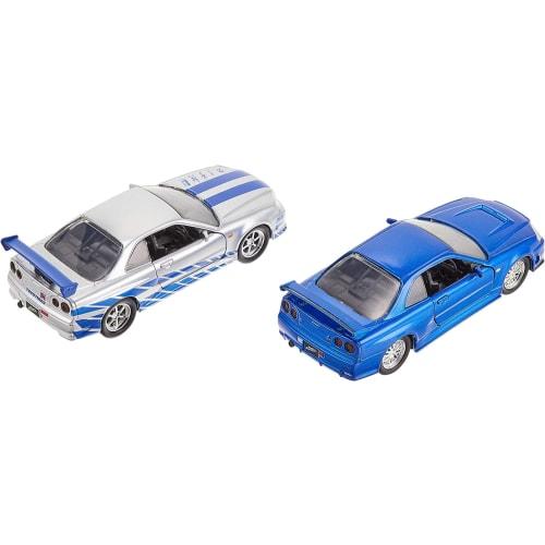 Fast & Furious Brian's Nissan Skyline GT-R R34 Silver & Nissan GT-R R34 Blue 1:32 Die-cast Car, Toys for Kids and Adults Product Category: Die-cast