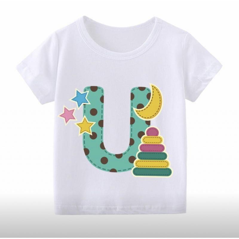 26 English Alphabet Cartoon Printed T-Shirt Children'S Jacket