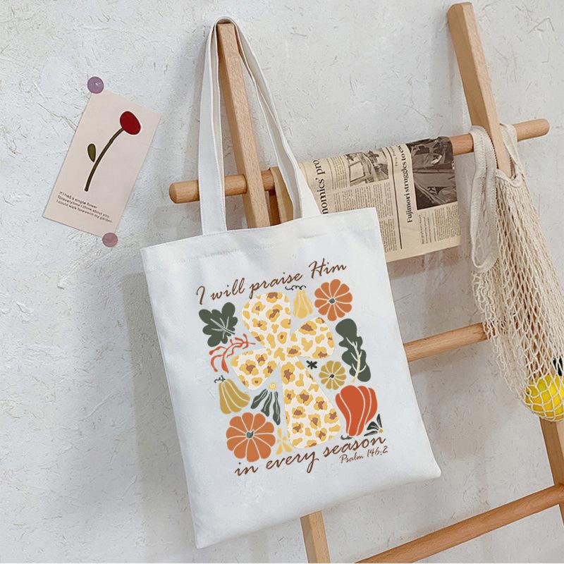 Floral Print Canvas Bag Casual Handbag Women Large Capacity