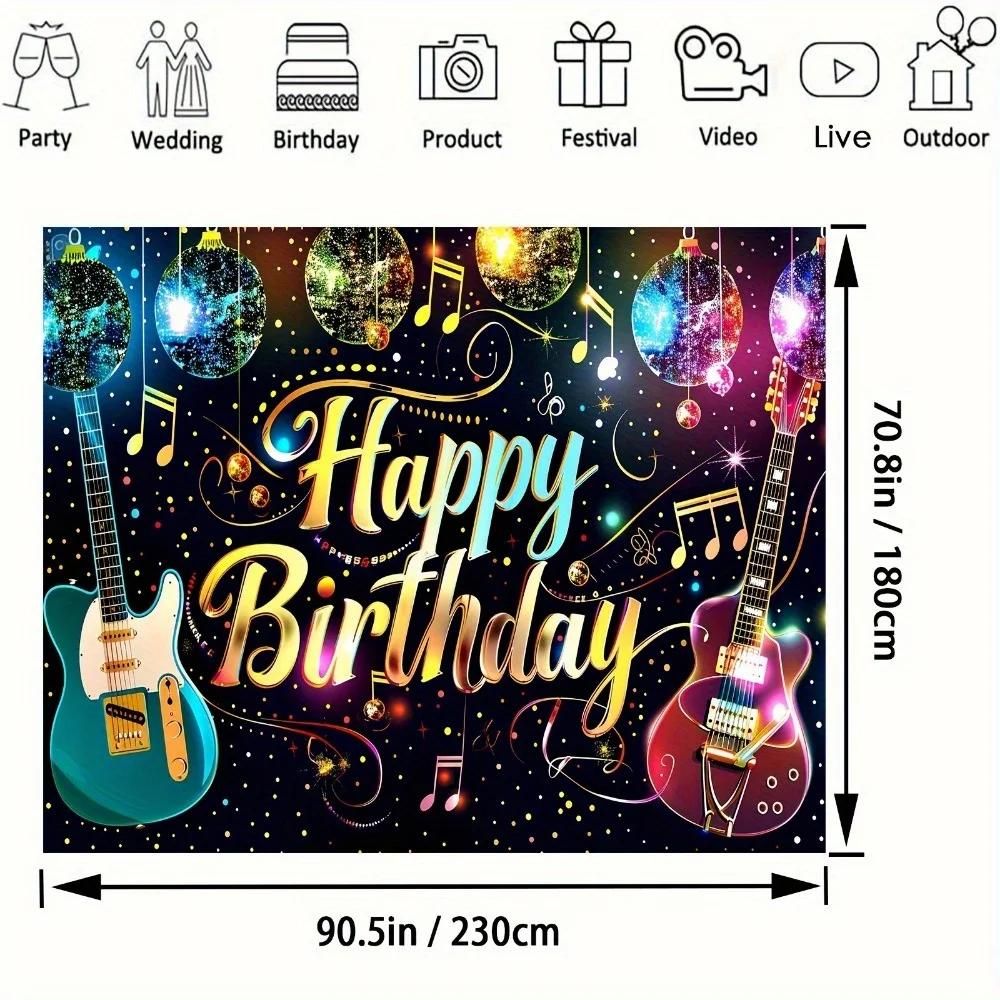 Piano 2D, 1 striscione di compleanno a tema rock, adatto per feste - per decorazione festa rockDJH