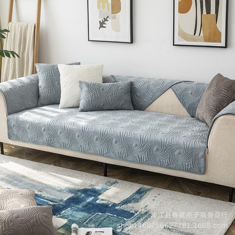 

Factory Direct Sales Nordic Simple Sofa Cushion Four Seasons Universal Fabric Non-Slip Seat Cushion Thickened Plush Cover Towel 70*70cm