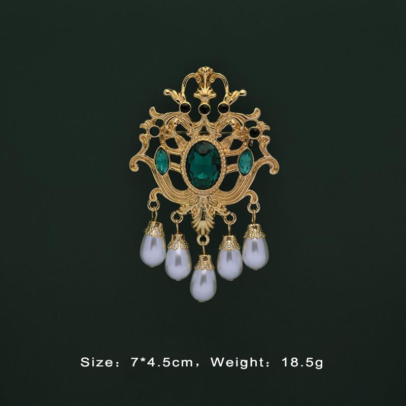 Spilla Barocca in Cristallo Vintage con Pietra Preziosa Design Geometrico Vuoto Per Regalo e Decorazione