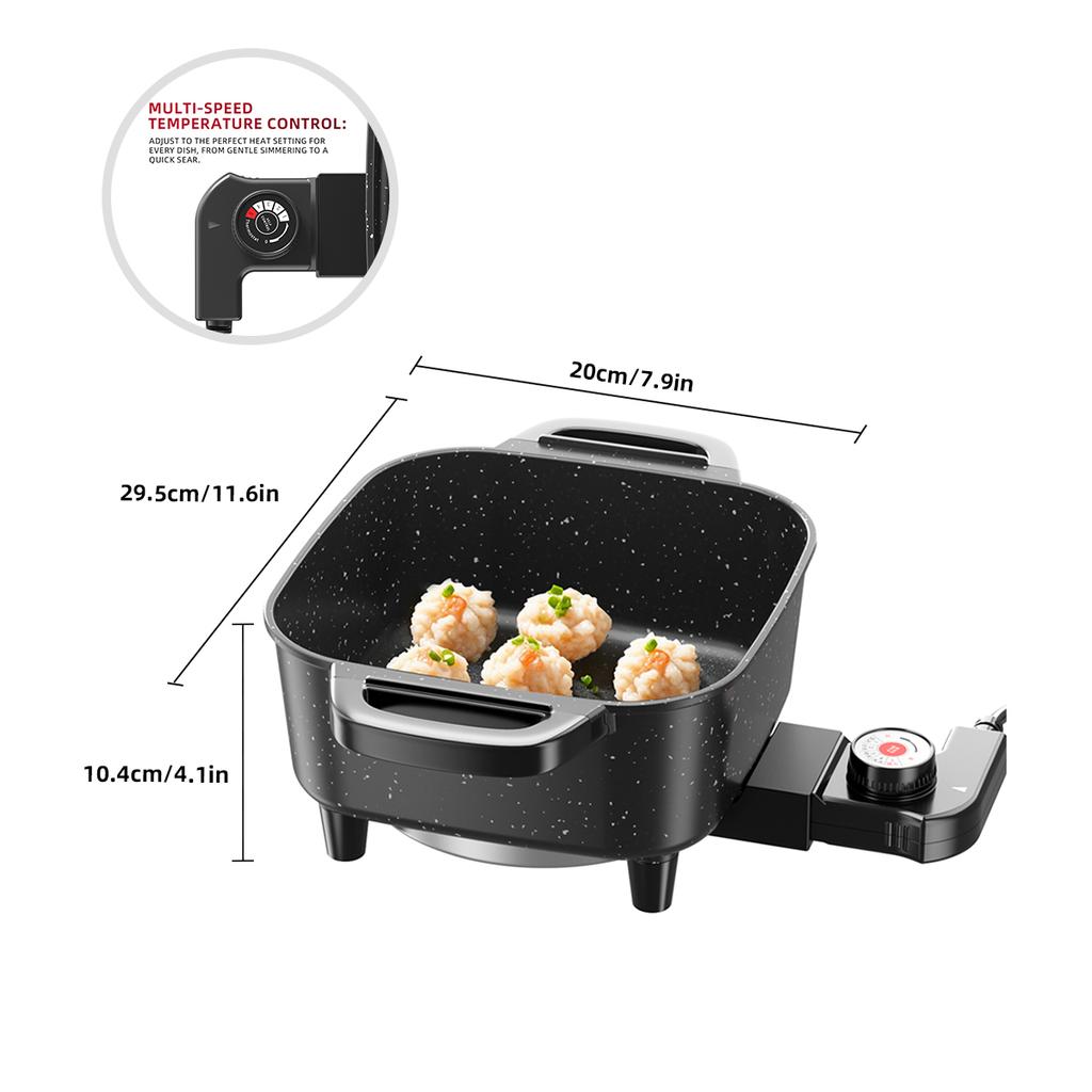 AORAN Electric Frying Pan, Electric Hot Pot, Electric Cooking Pot, Multifunctional Non Stick Integrated Pot