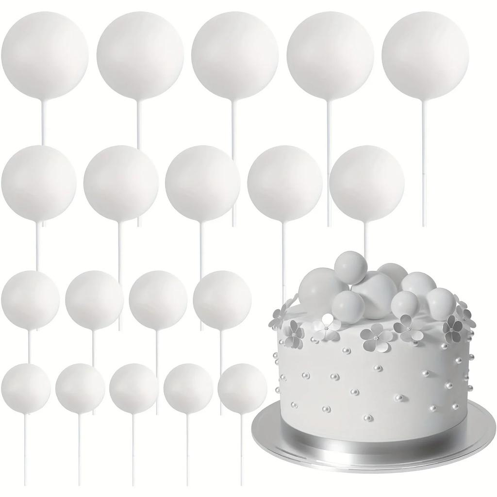 20Pcs Happy Birthday Cake Gold And Silver Foam Ball Wedding Party Birthday Cake Anniversary Party Decor DIY Christmas Decoration