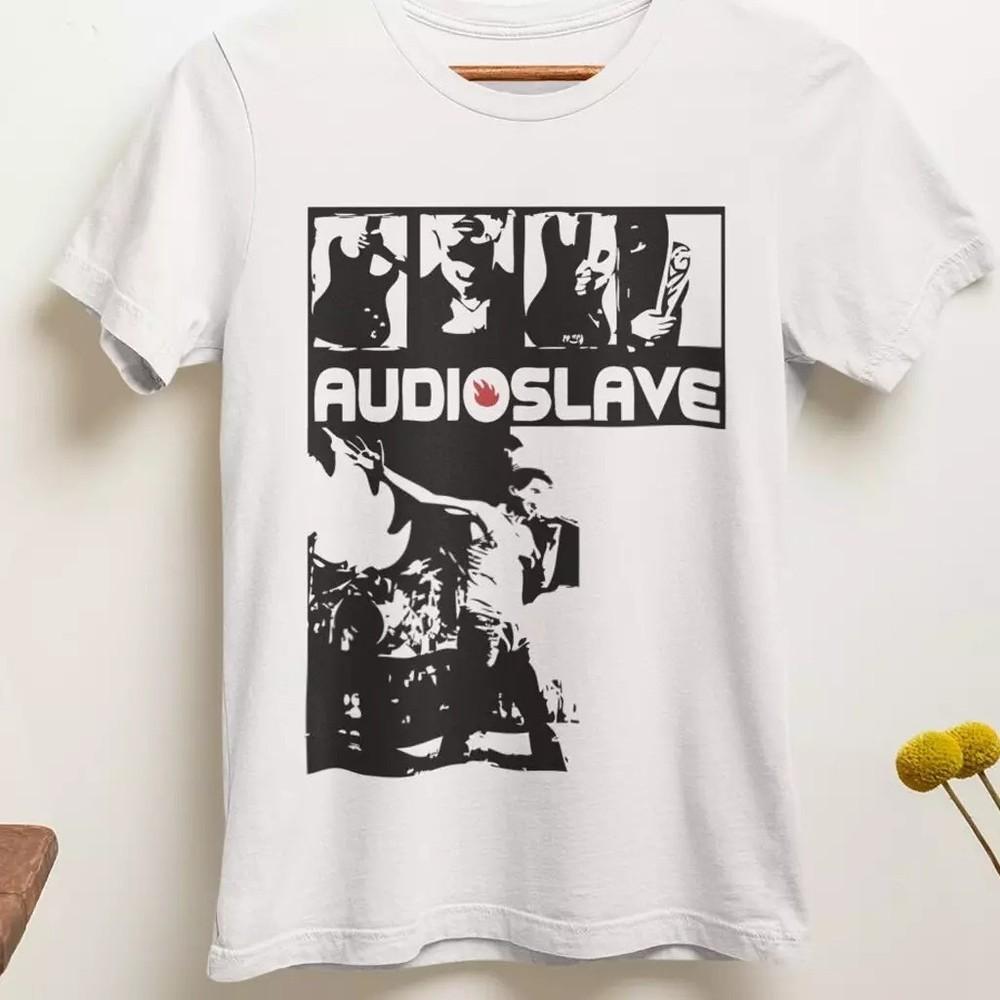 VTG Audioslave rock band white T-shirt Short sleeve All sizes MZ071 Unisex T-Shirt XL