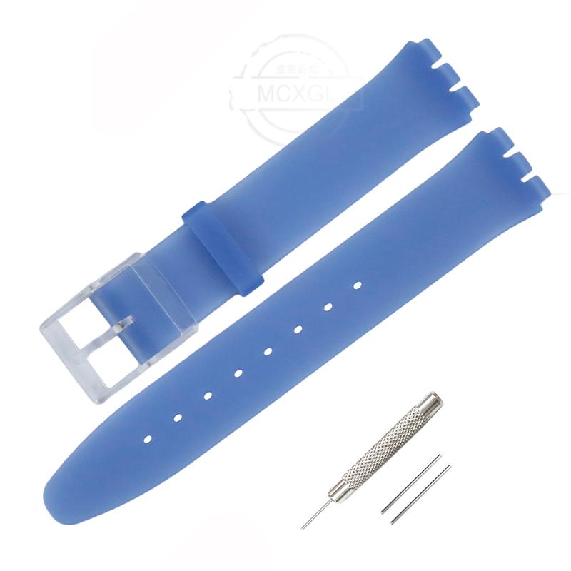 Silikonový řemínek pro Swatch SFS103 SFV107 SFN120 SFK397 SFK360 SFK361 Pásek na hodinky 16mm Dámský náramek Vodotěsné doplňky k hodinkám