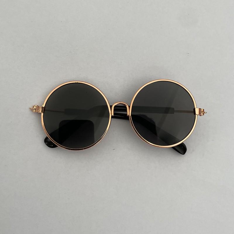 Pet Fashion Round Sunglasses for Cats & Dogs - 9cm Cotton Doll Accessories