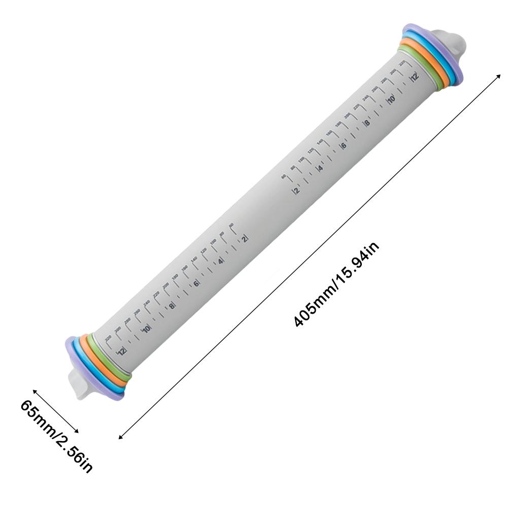 Thickness Adjustable Silicone Rolling Pin Multifunction Fondant Cake Pastry Easy Clean Bakeware Tool