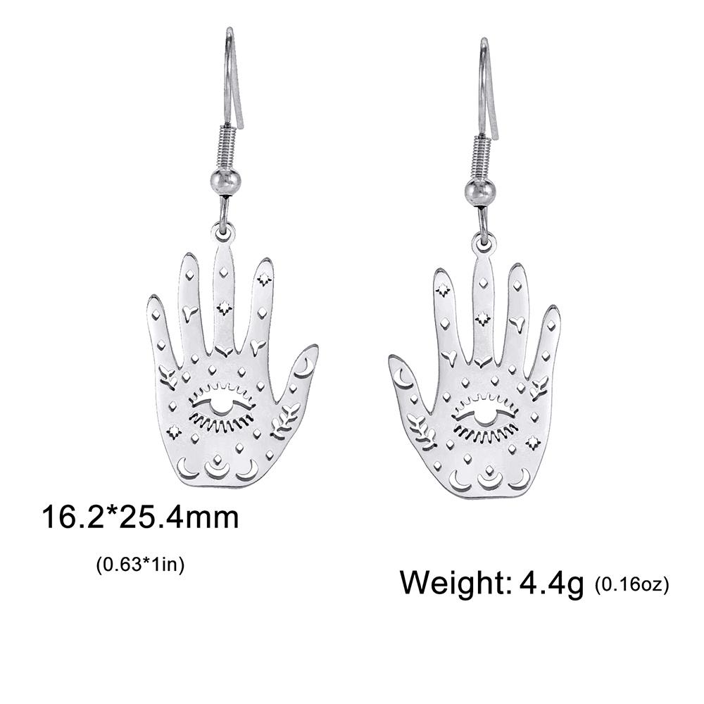 Dawapara Hamsa Hand Dangle Earrings Filigree Evil Eye Fatima Hand Evil Eye Pendant Stainless Steel Je Jewelry