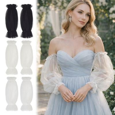 Elastic Cuff Wedding Arm Covers Detachable Lantern Long Sleeves Bridal Arm Sleeves  Bridal Party