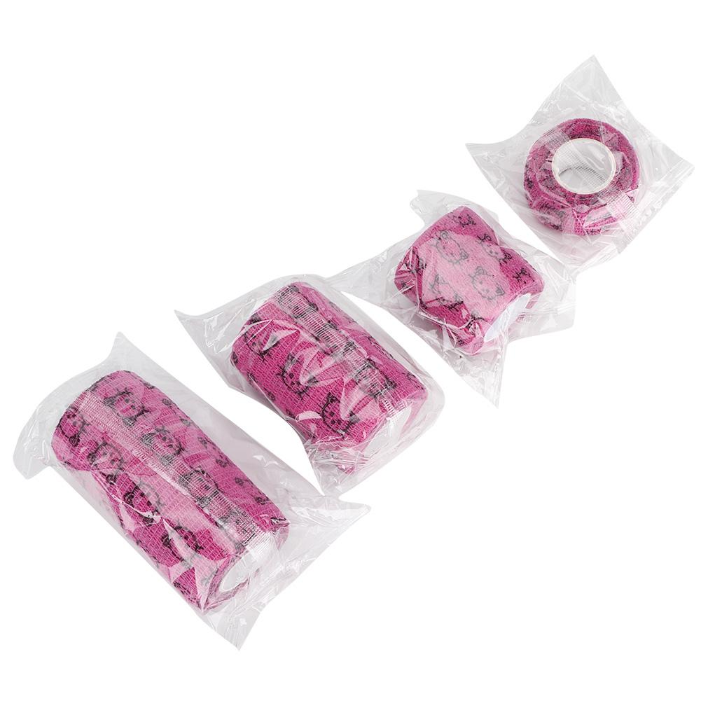 4 Stück Haustier Medizinischer Verband Erste Hilfe Selbstklebend Atmungsaktives Tape Hunde Verletzung Elastische Körperwickel rosarot Katze