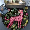 Pink Leopard Round Area Rug,Carpet Rug for Living Room Bedroom Sofa Playroom Decor,Non-slip Floor Mat