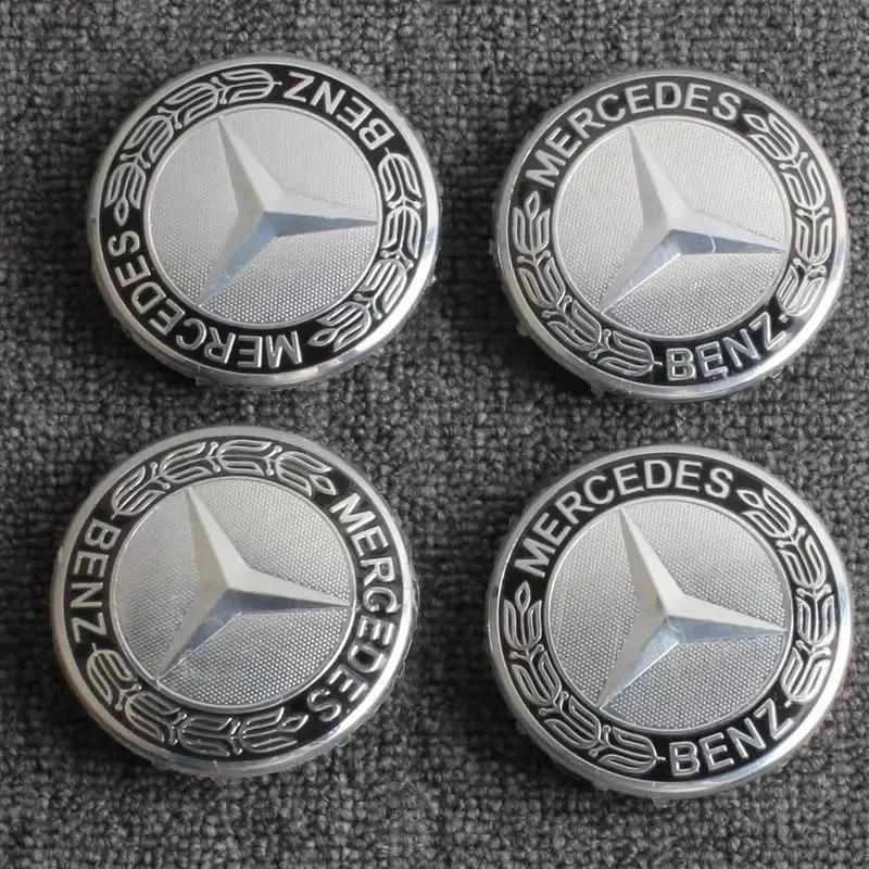 C200 E300 Hot 2026 4PCS75MM Car Hub Center Cover for Mercedes Benz AMG W203 W206 W220 W205 W211 Car Wheel Center Hub Caps Benz E