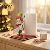 Solid Wood Paper Towel Rack Christmas Holder, Funny Snowman Elf Santa Claus Tissue Gift for Kitchen Dispenser, Decorative Wooden Standing Roll Holder