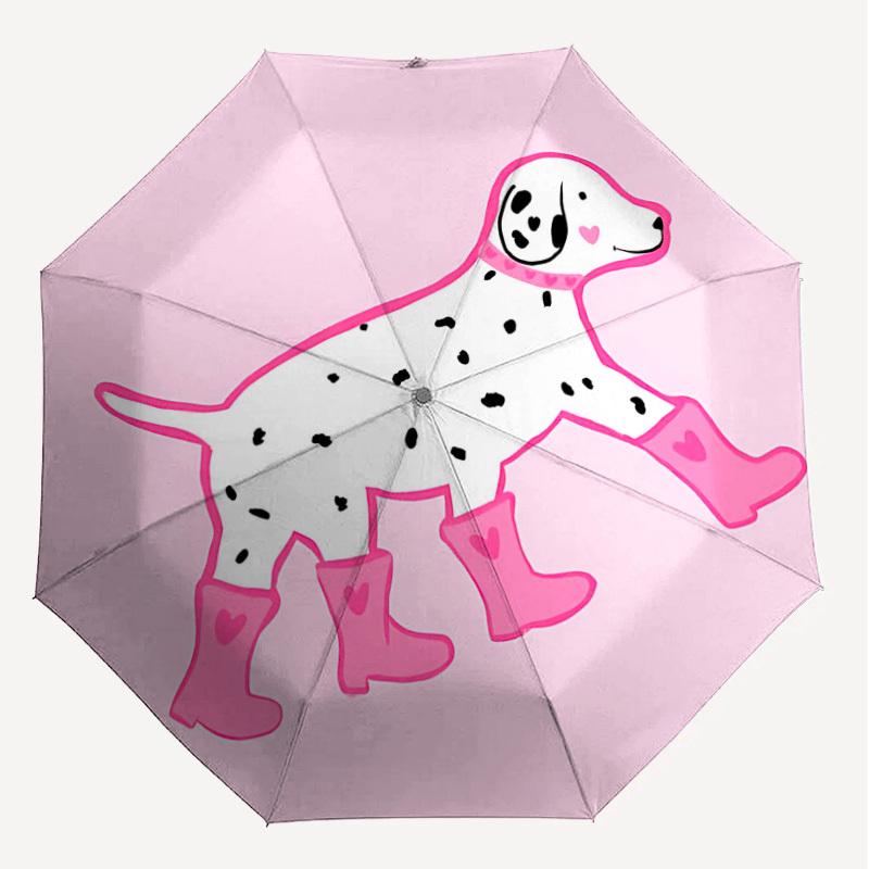 1PC Dalmatian Rainboots Umbrella-8-Rib Reinforced Portable Folding Travel Suitable for All Seasons Outdoor Daily Use-J329