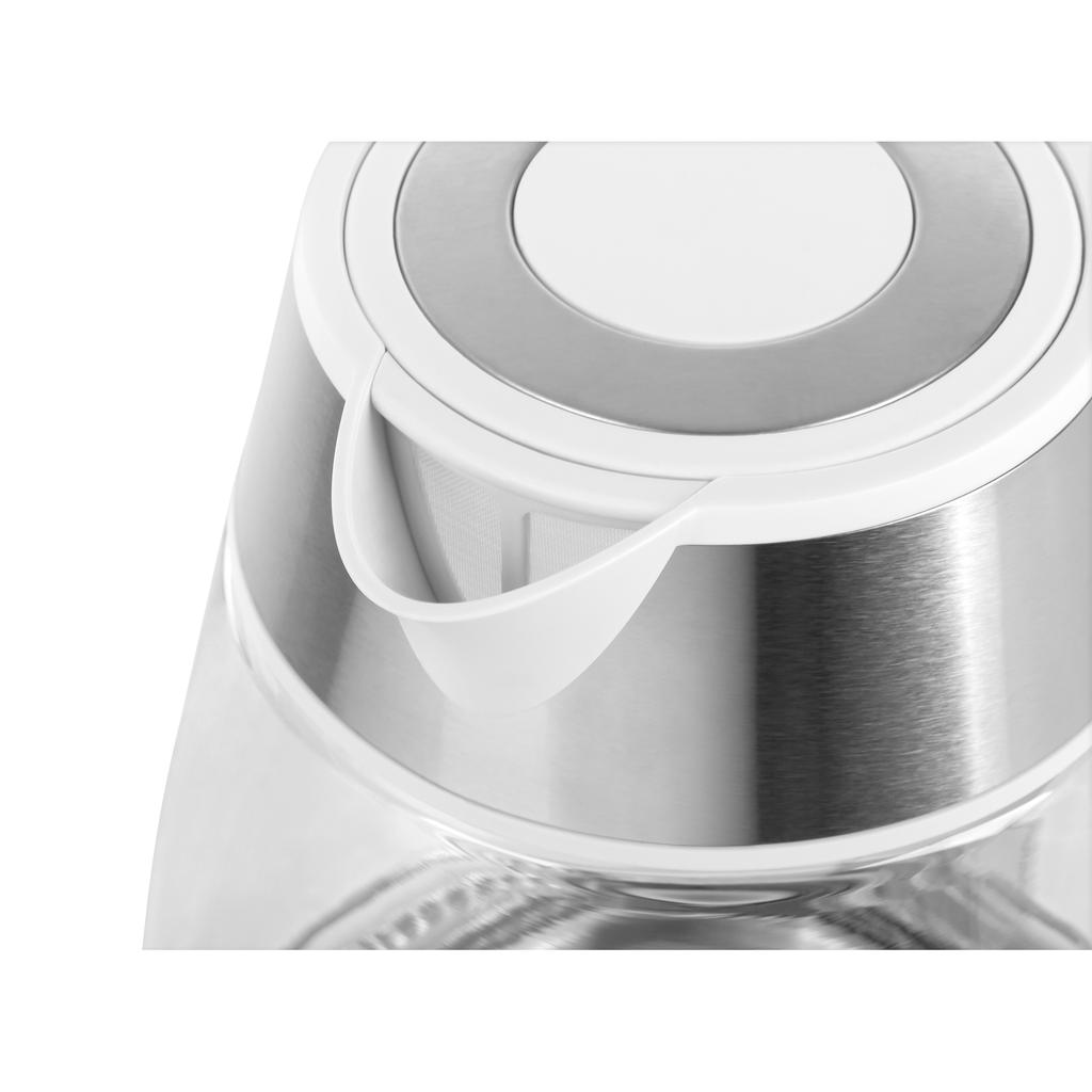 Teesa cordless electric kettle, glass, white, 2200W, 1.7L