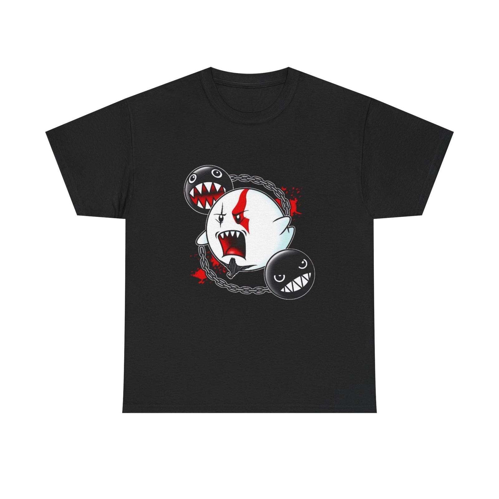 Vengeful Ghost Chain Boo T-Shirt | Horror Gamer Tee, Spiky Chomper Design L