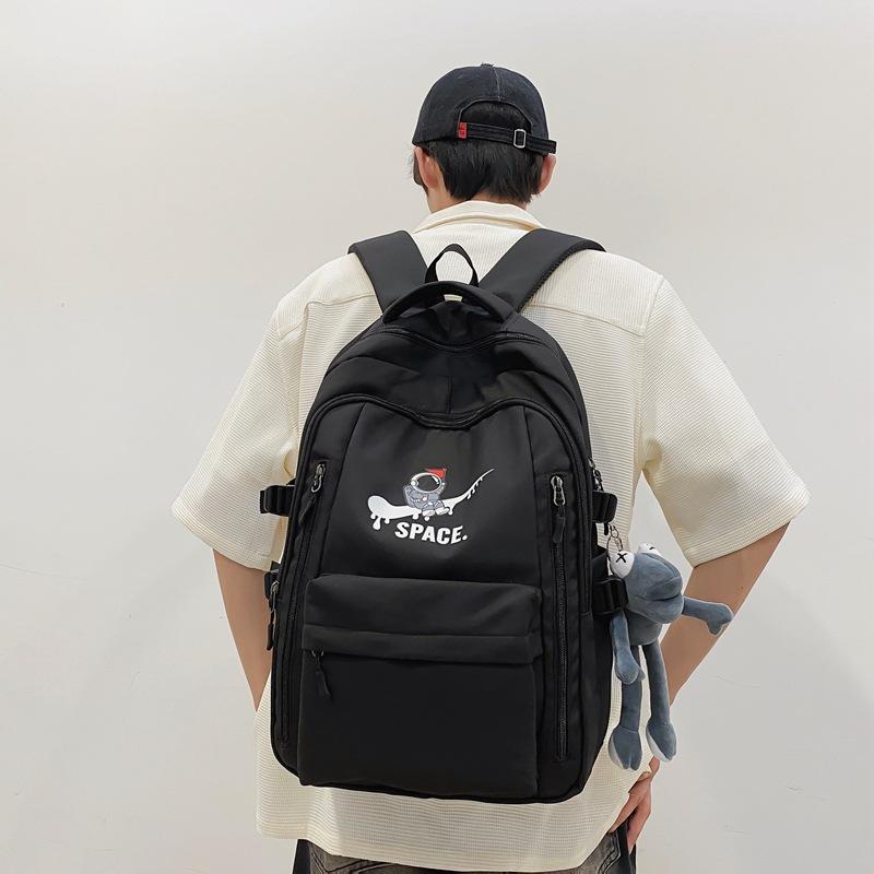 

New backpack high school college student schoolbag simple versatile large capacity men s backpack чорний