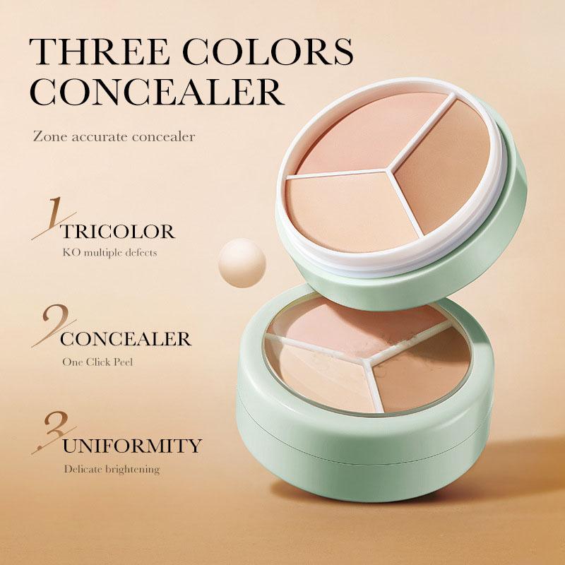 3 Color Concealer Palette For Face Contouring, Dark Circles Blemish Coverage, Creamy Highlighting Universal Skin 10.5g