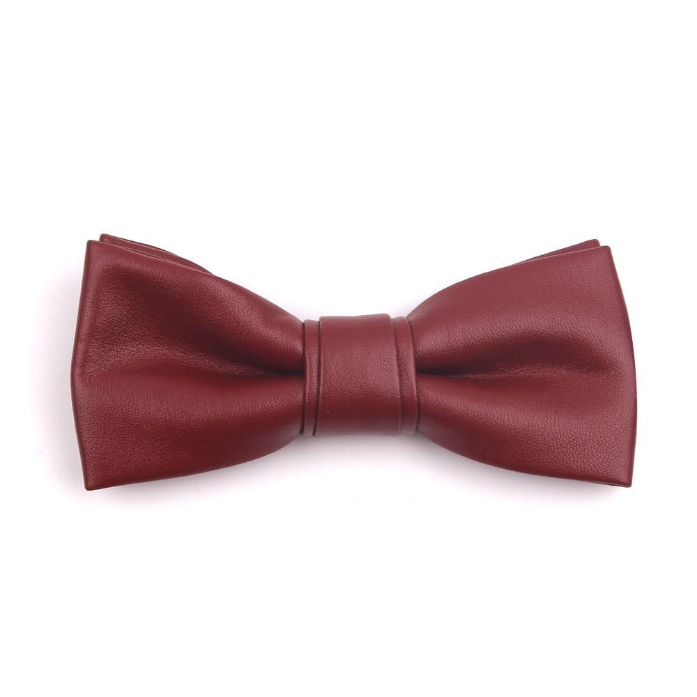 Adjustable Men Necktie Solid Color Retro Cravat Simple PU Leather Bow Tie  Shirt