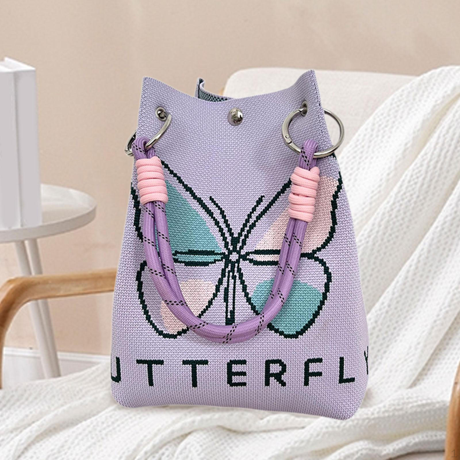 Женская вязаная сумка-ведро Повседневная Милая Шикарная Сумка-тоут для Путешествий Свиданий Отпуска Лета 1554₽