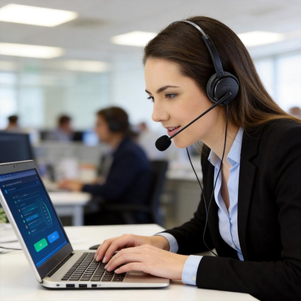 Call Center Headset With Microphone And Adjustable Ear Cushions For Office Communication