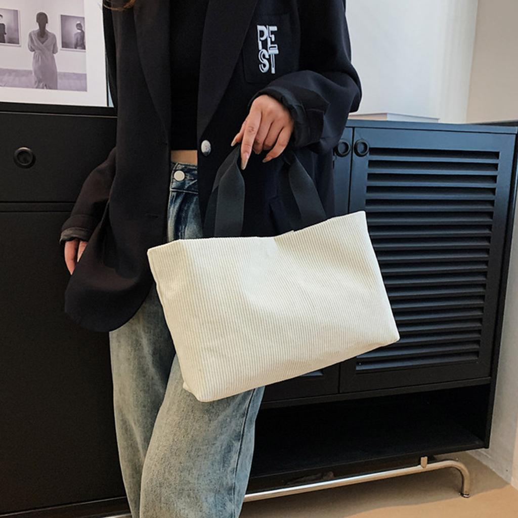Elegant Reusable Tote Bag Large Capacity Purse Retro Casual Bags Fashion Shoulder Bags Corduroy Women Handbags