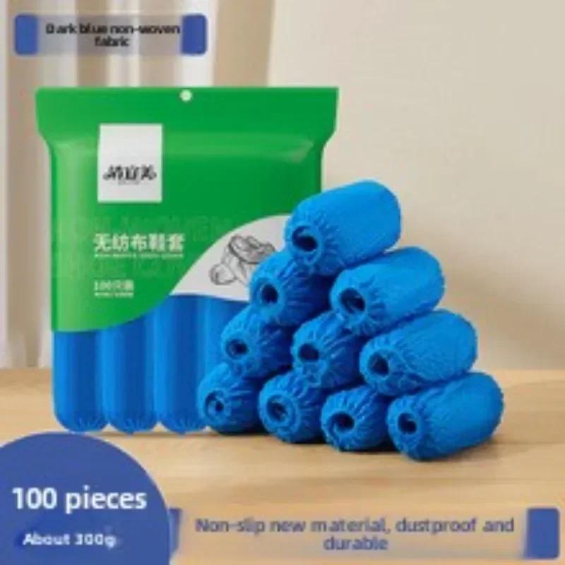 100 Einweg-Schuhüberzieher Haushalt Innen Verdickt Widerstandsfähiges Gewebe Wiederholt Verwendbar Wasserdicht und Rutschfest Spezieller Fußschutz